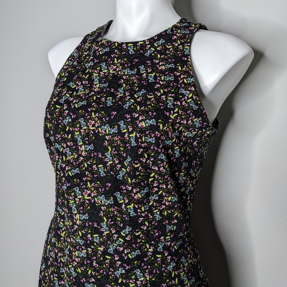 Banana Republic black pink ditzy floral sheath dress 12 - Picture 4 of 8